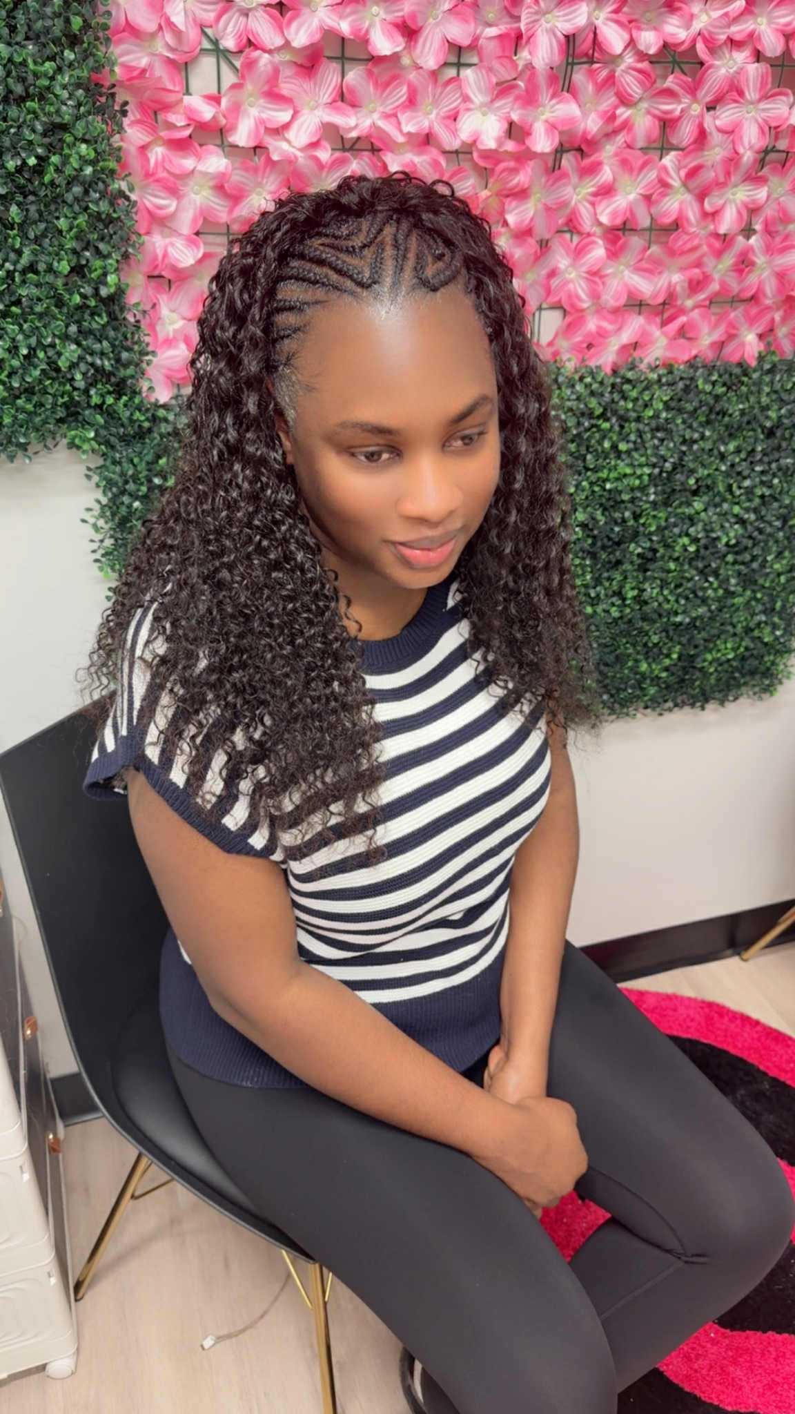 Half Cornrows & Soft Curls (Studio)