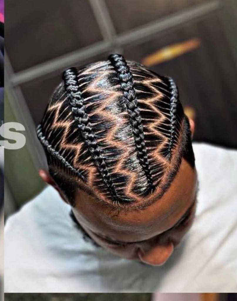 Men's Zig-Zag Stitch Cornrows