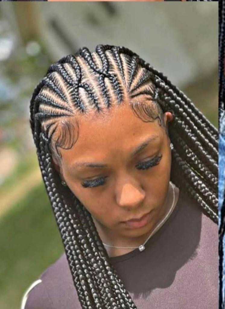 Criss-Cross Stitch Front with Box Braids