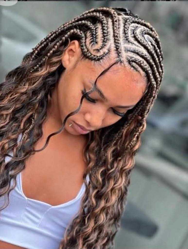 Honey Ombre Half Cornrows & Wavy Curls