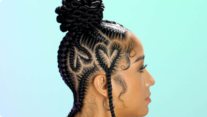 Heart Cornrow Sculpted High Bun